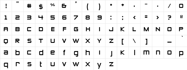 Campzydart Regular  glyph index