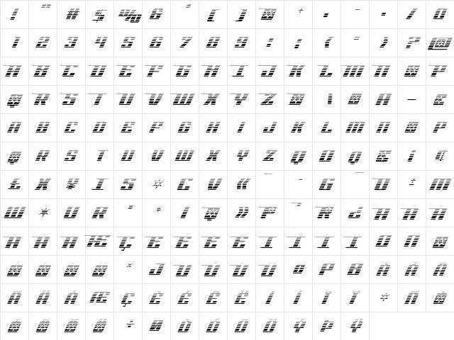 Rocket Pop Gradient Regular  glyph index