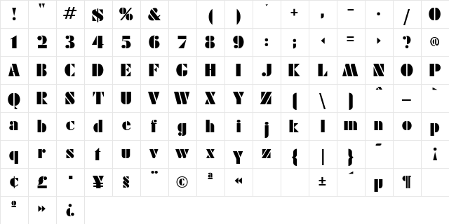17 Regular  glyph index