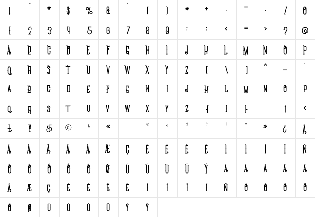 Chivel Mind Regular  glyph index