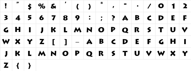 Large Rock Regular  glyph index