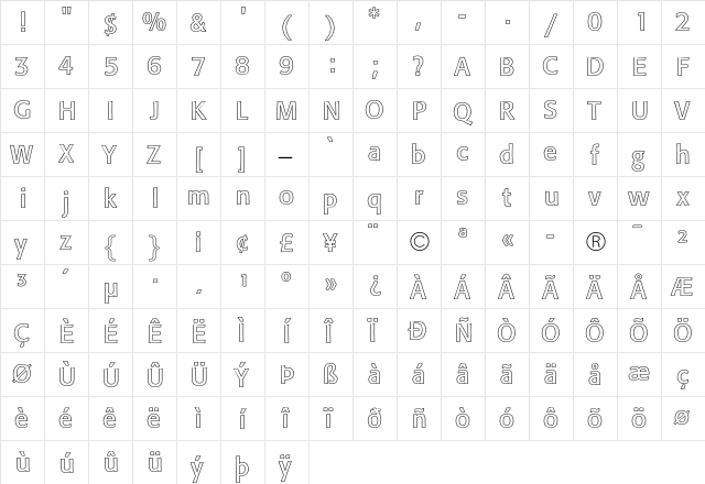 Formata Outline  glyph index