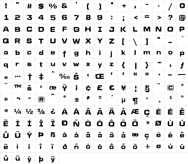 a_LineaSansBrk Bold  glyph index