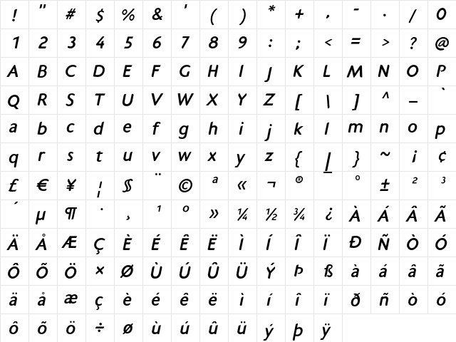 AiPaiNutaaq BoldItalic  glyph index