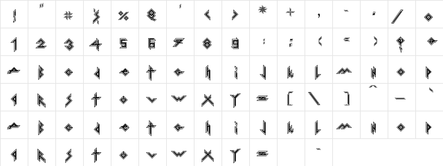 Iron H Metal Regular  glyph index