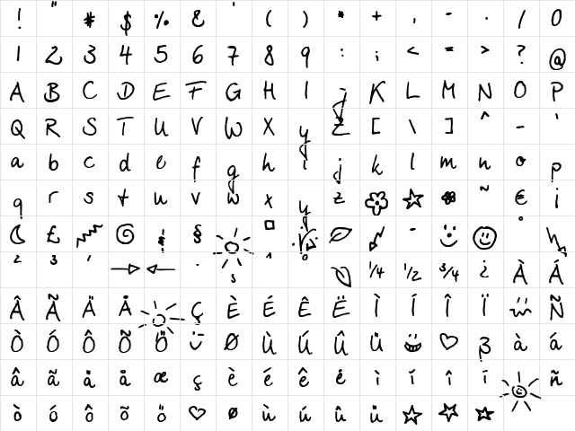 FG Ada Regular  glyph index