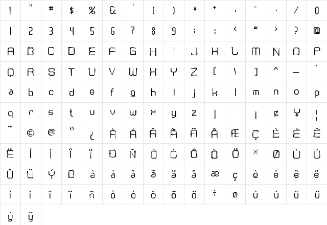 Cranberry Gin Gaunt Regular  glyph index