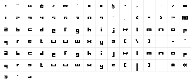 BN Space Chick Regular  glyph index
