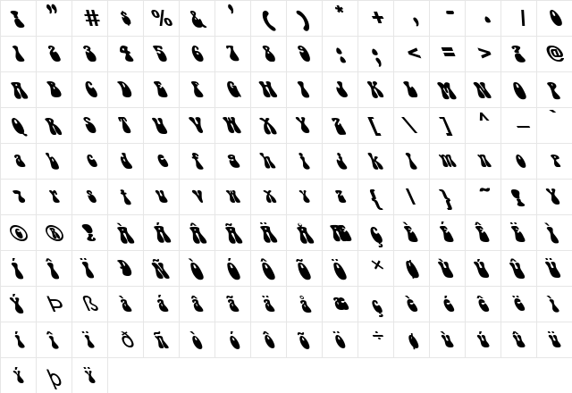 FZ JAZZY 14 LEFTY Normal  glyph index