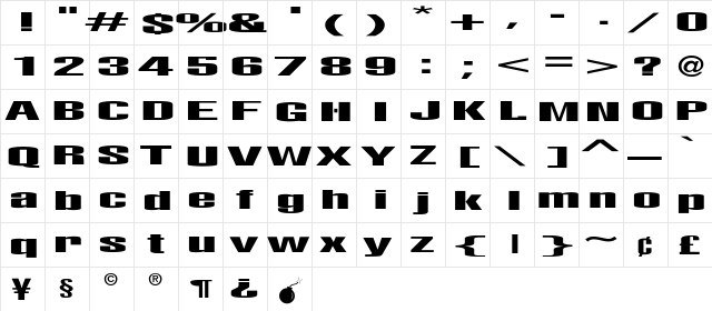 LightsOut Regular  glyph index