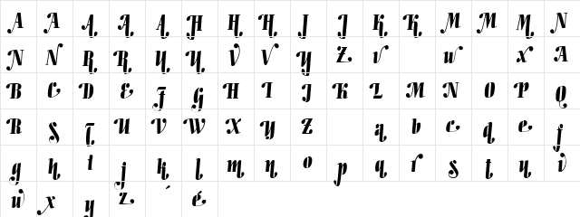 Allegro Swashes Regular  glyph index