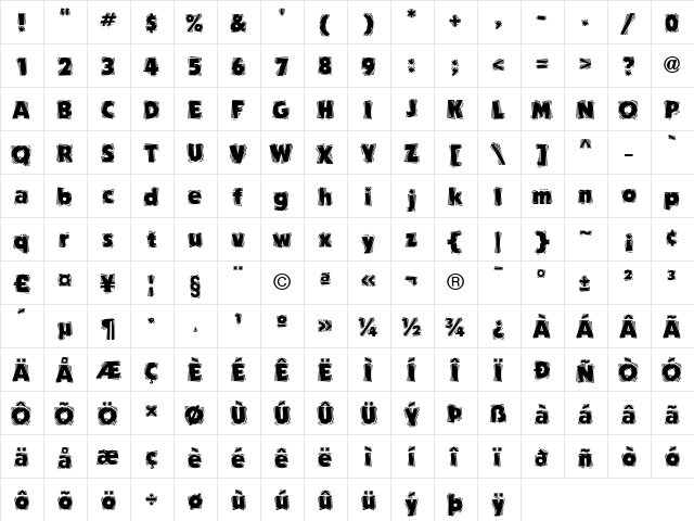 Carver Medium  glyph index