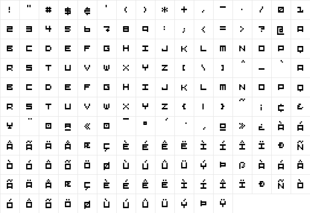 Quanta Regular  glyph index