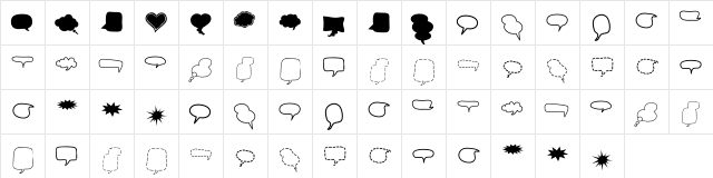 Alin Speech Bubbles 2 Regular  glyph index