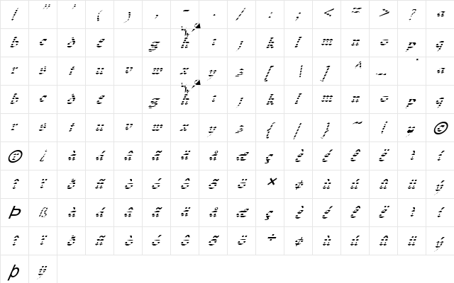 FZ JAZZY 33 STRIPED ITALIC Normal  glyph index