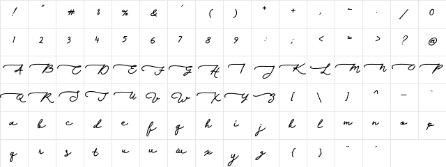 Walfords Regular  glyph index