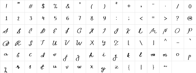 Quinswald Regular  glyph index
