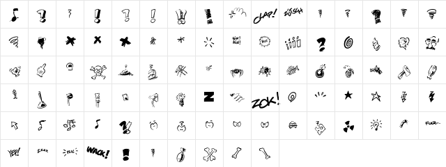 DammnedDingbats Regular  glyph index