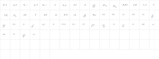 Kingfisher Half Engraved Regular  glyph index