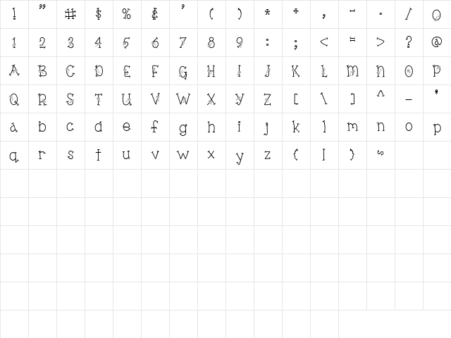 LD Butterfly Regular  glyph index
