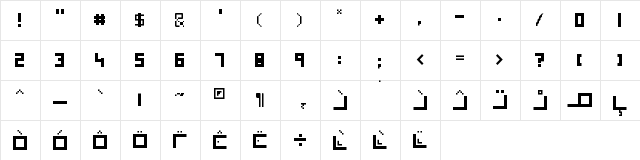 Xenois Regular  glyph index