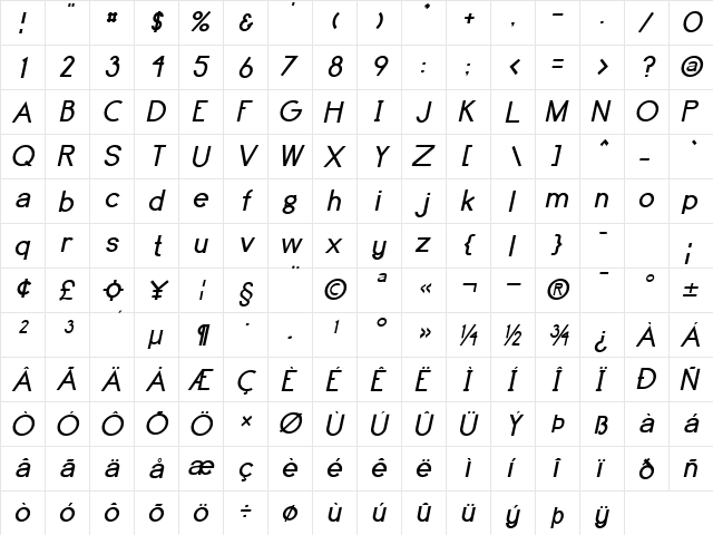 Highball Normal  glyph index