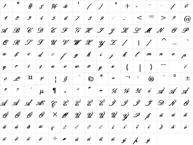 Trapped 4 Bold  glyph index