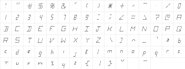 Liquid Crystal Oblique  glyph index