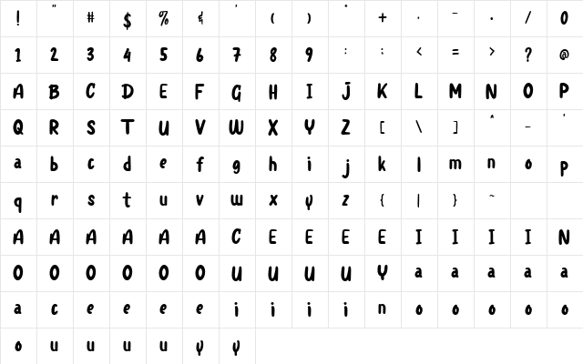 Doogle Regular  glyph index
