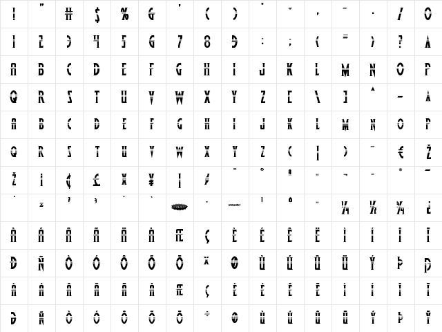 Wolf's Bane II Halftone Regular  glyph index