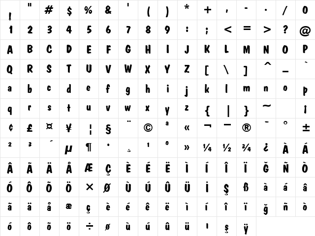 00249 Regular  glyph index