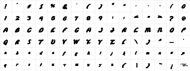 WildRideBackFill Regular  glyph index