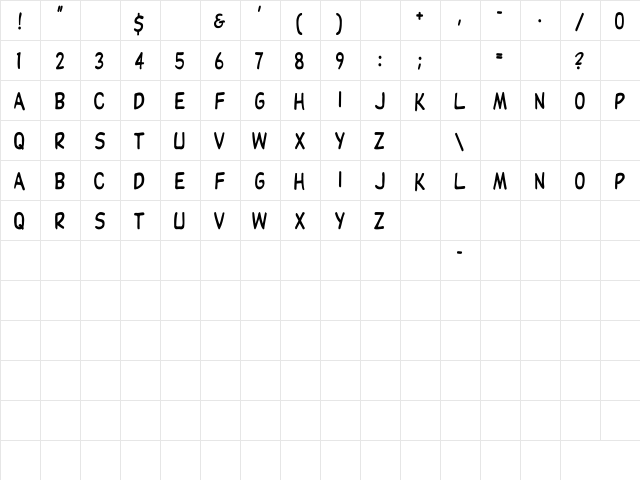 DupuyHeavy Th Regular  glyph index
