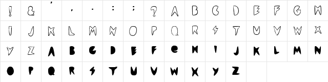 cordontvfont Regular  glyph index