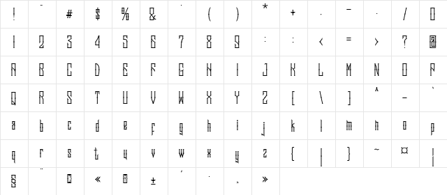 Sadis Regular  glyph index
