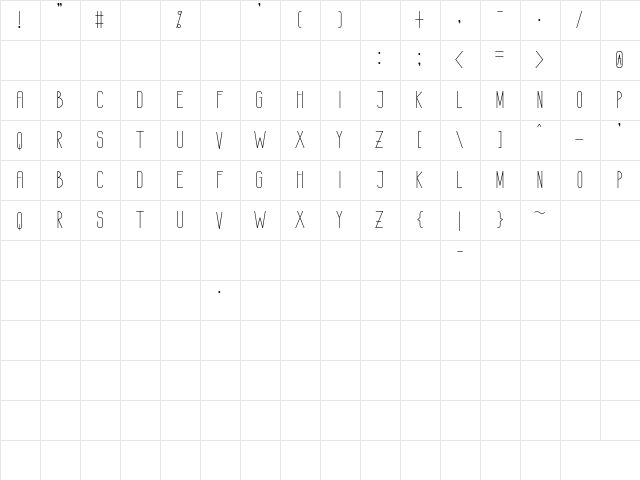 GREEN HOME Regular  glyph index