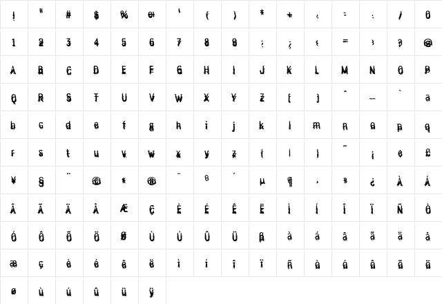IndecisionCompressed Regular  glyph index