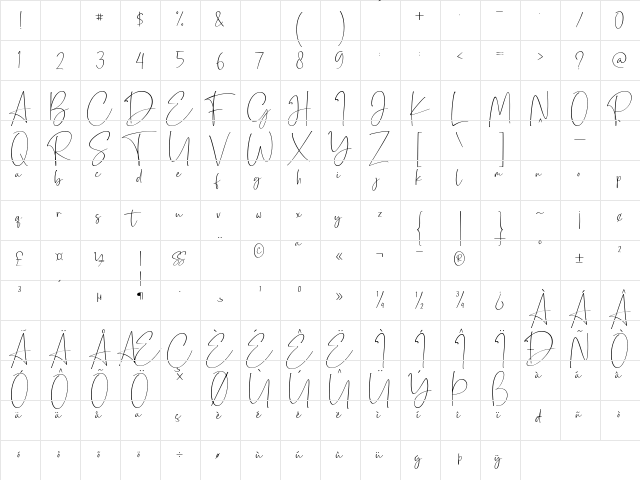 Estillon Regular  glyph index