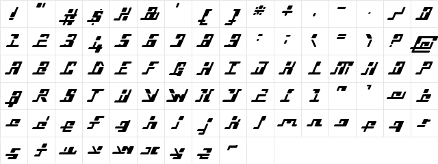 Phoque Regular  glyph index