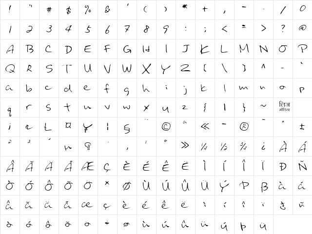 LEHN031 Regular  glyph index