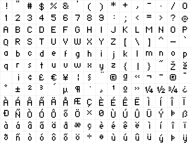 standard 07_55 Regular  glyph index