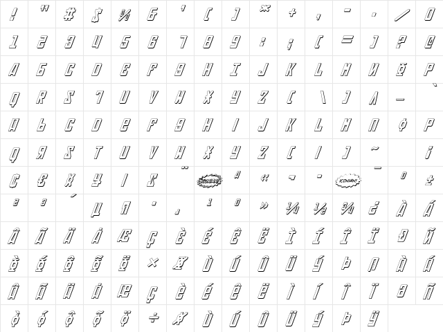 Soviet 3D Italic 3D Italic  glyph index
