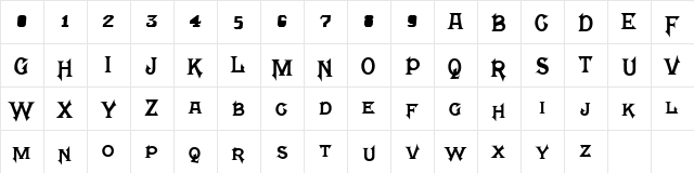 FrightWrite2 Regular  glyph index