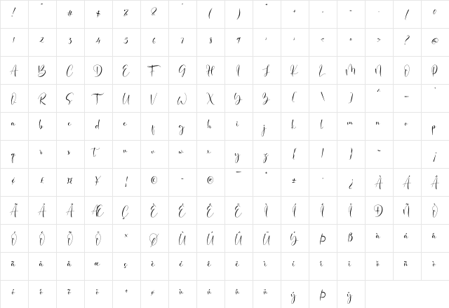 Baisley Regular  glyph index