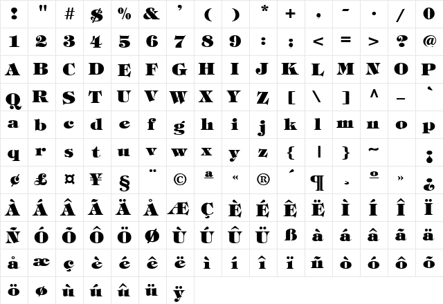 Tiffany-Heavy-Normal Regular  glyph index