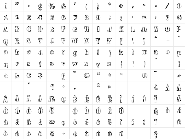 WendyBeckerOpenRandom Bold  glyph index