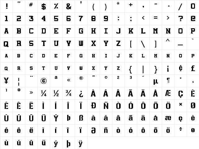 Station 232 Regular  glyph index