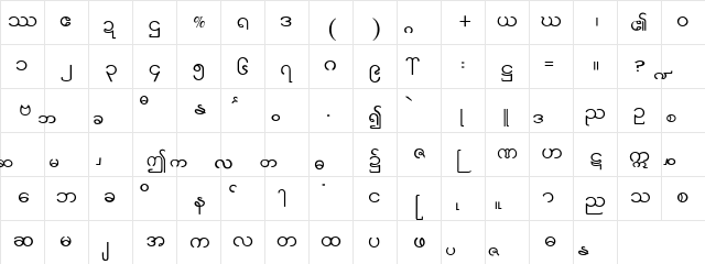 Suu Kyi Burma  glyph index