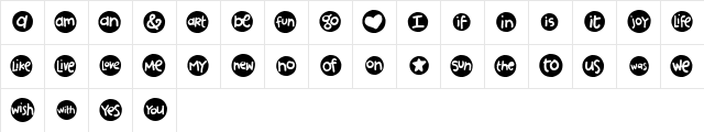 2Peas Blocks  Circles Regular  glyph index