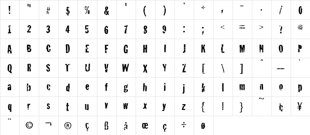 Crackhouse Medium  glyph index